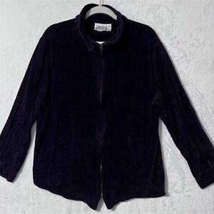 Chico's Design Women's Velour Zip-Up Jacket Size 3 (L 16) Purple